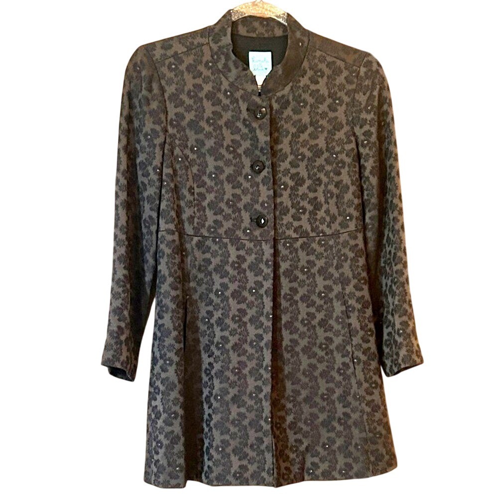 Urban Outfitters‎ Kimchi Blue Black long floral dress pea coat whimsigoth retro
